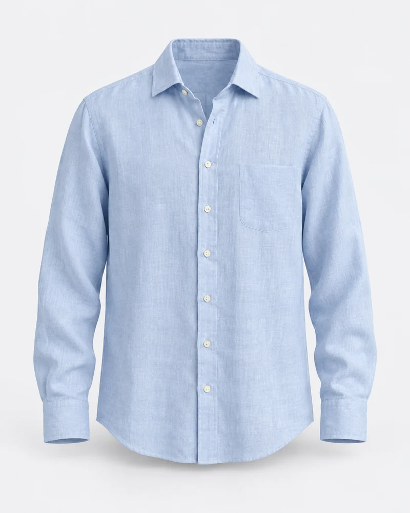 Airy Linen Shirt warna Sky blue, Linen blend · relaxed fit
